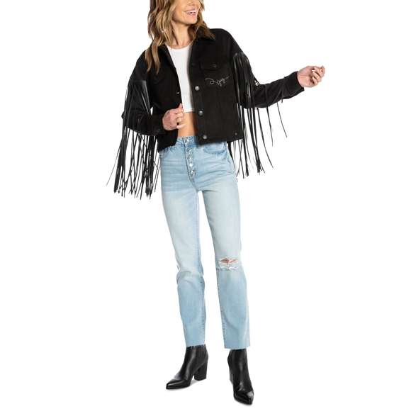 Juicy Couture Jackets & Blazers - Faux Leather Fringe Trucker Jacket